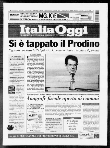 Italia oggi : quotidiano di economia finanza e politica